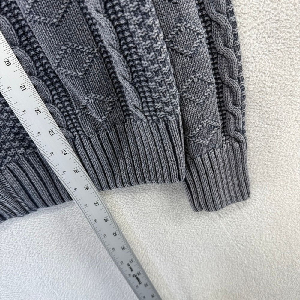 Carbon 2 Cobalt Sweater Mens Large Blue Full Zip Cable Knit Linen Cotton Blend - Picture 2 of 7